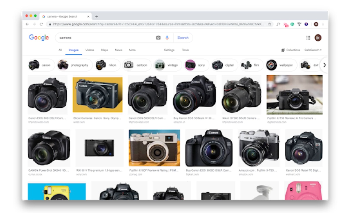 Google image results for search query "camera"