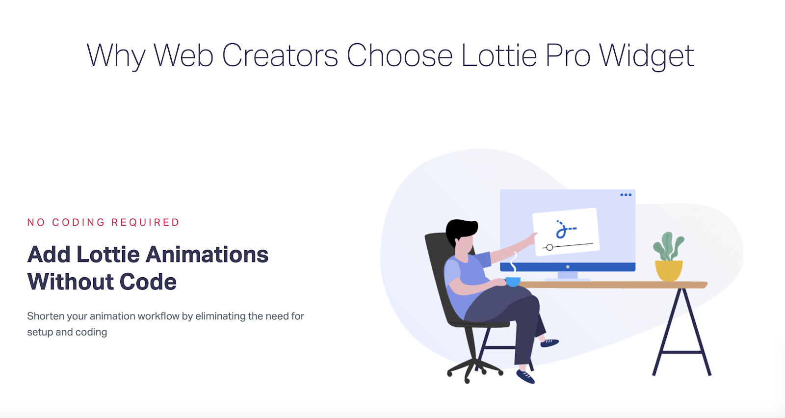Elementor product page for the Lottie Widget, example headings