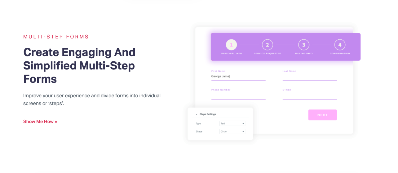 Elementor product page for Multi-Step Forms