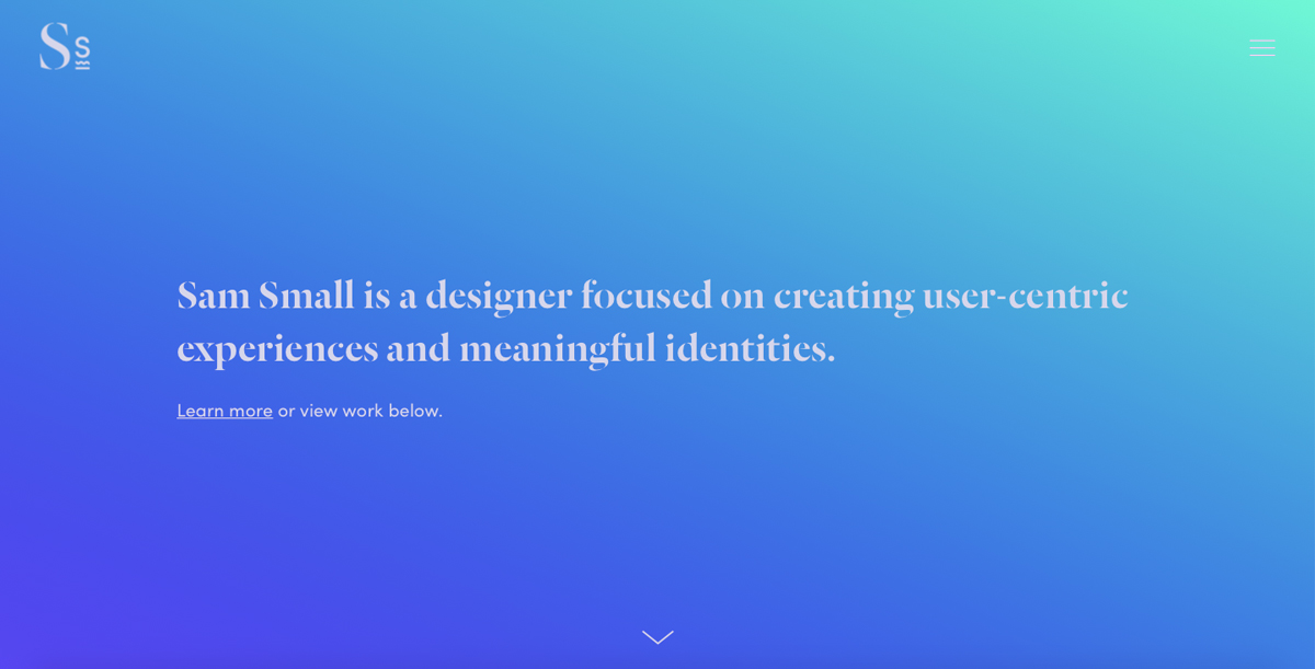 Blue gradient UI design portfolio homepage