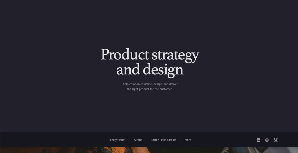UI designer portfolio welcome screen
