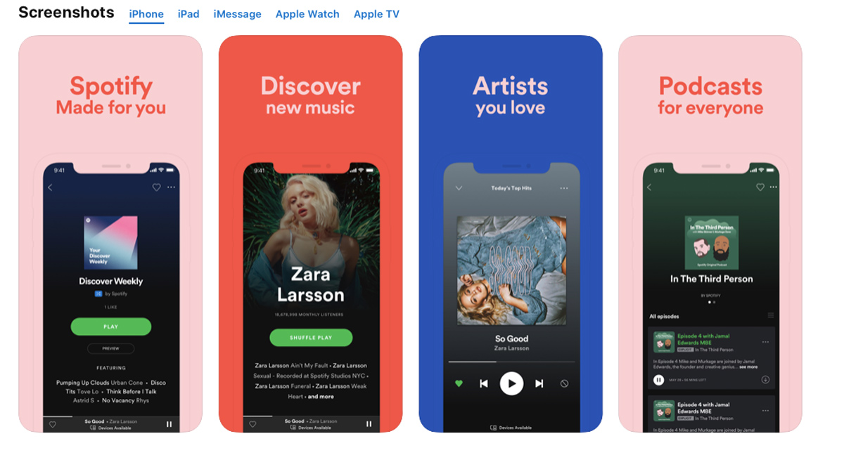 Spotify's UI design example
