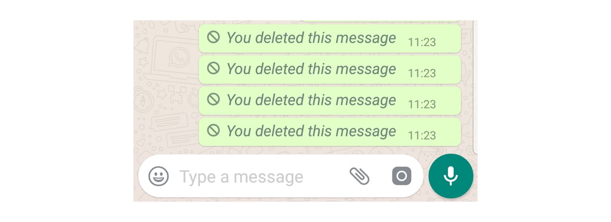 Collection of messages that say 'you deleted this message'