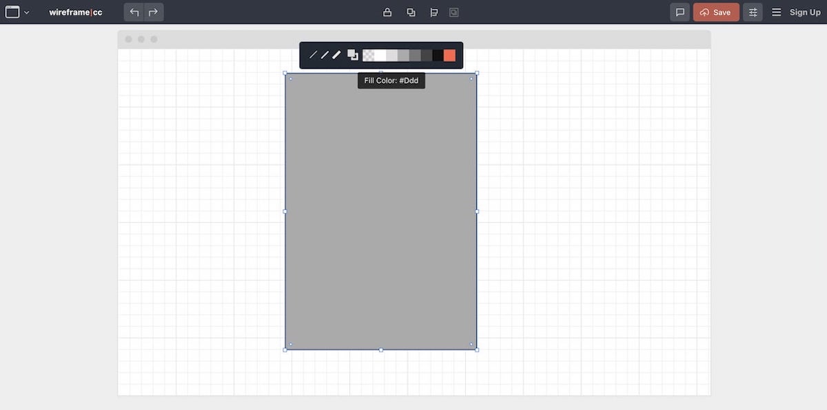 The interface of the free wireframe tool, wireframe.cc, for designing wireframes