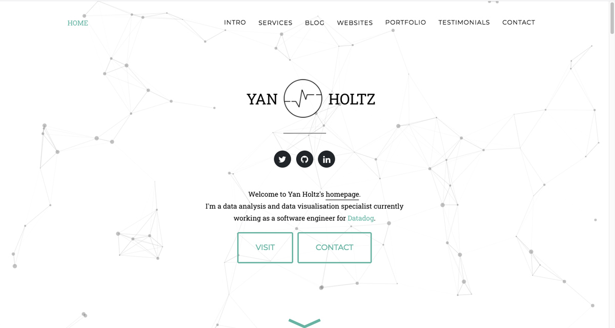 The homepage of Yan Holtz's data analytics portfolio